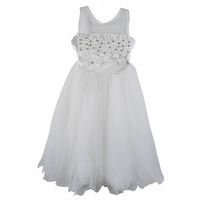 Παιδικό φόρεμα για κορίτσια Rosemary άσπρο αμπιγέ βαφτιστικά φορέματα λευκά για γάμους βαφτίσεις