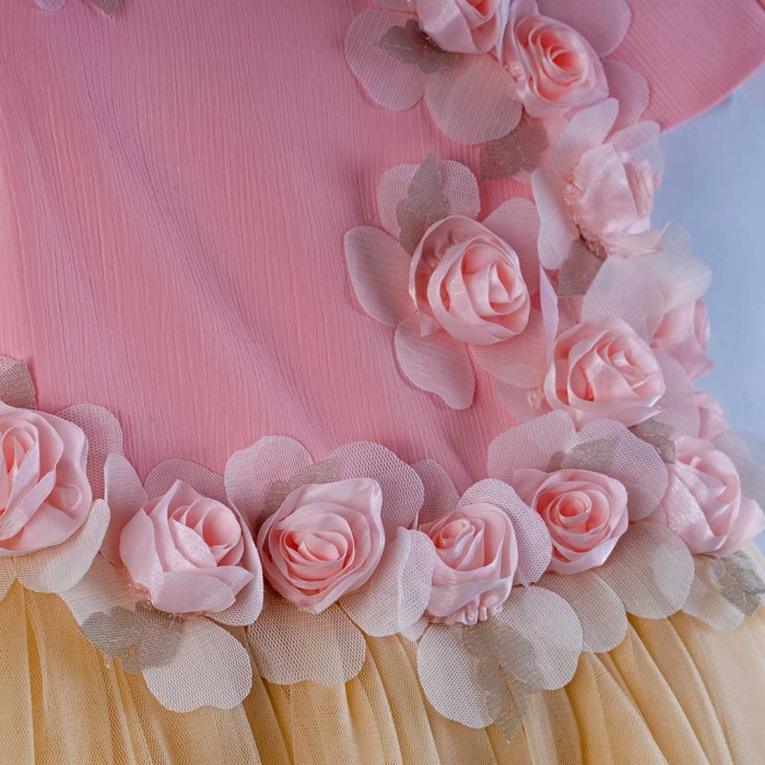 Παιδικό φόρεμα για κορίτσια Δελφίς ροζ βαπτιστικά ακριβά αμπιγέ φορέματα για γάμους βαφτίσεις παρανυφάκια (2)
