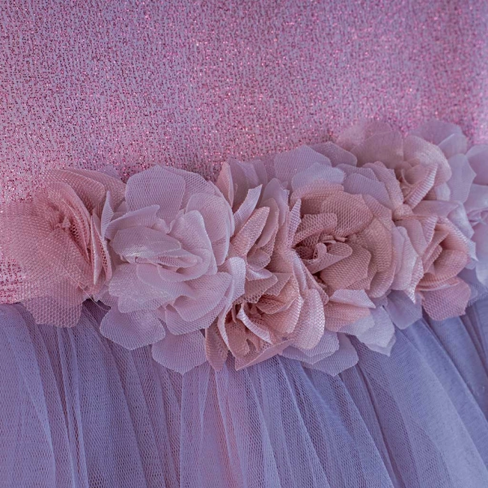 Παιδικό φόρεμα για κορίτσια Vanessa ροζ-γκρι βαπτιστικά ακριβά αμπιγέ φορέματα για γάμους βαφτίσεις παρανυφάκια (3)
