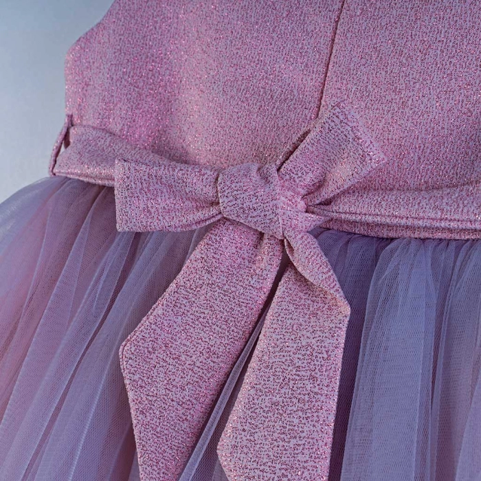 Παιδικό φόρεμα για κορίτσια Vanessa ροζ-γκρι βαπτιστικά ακριβά αμπιγέ φορέματα για γάμους βαφτίσεις παρανυφάκια (6)
