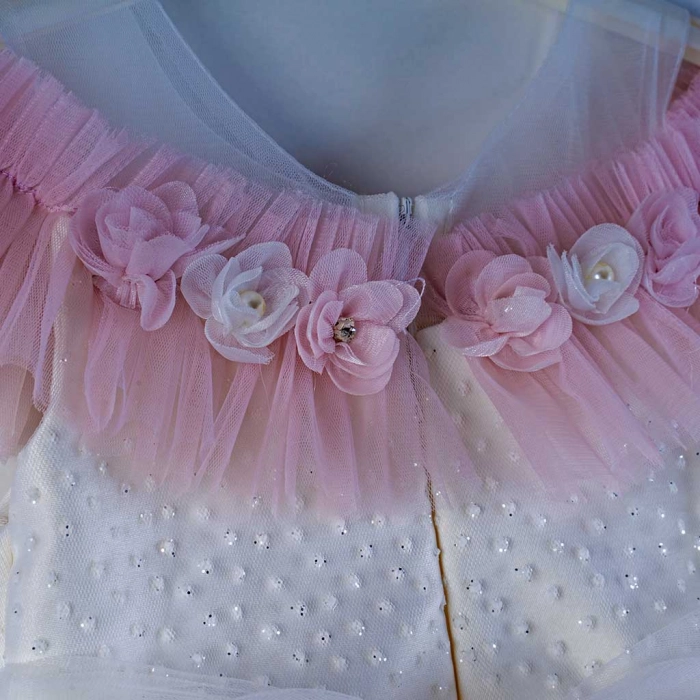 Παιδικό φόρεμα για κορίτσια Ισμύνη ροζ βαπτιστικά ακριβά αμπιγέ φορέματα για γάμους βαφτίσεις παρανυφάκια (3)