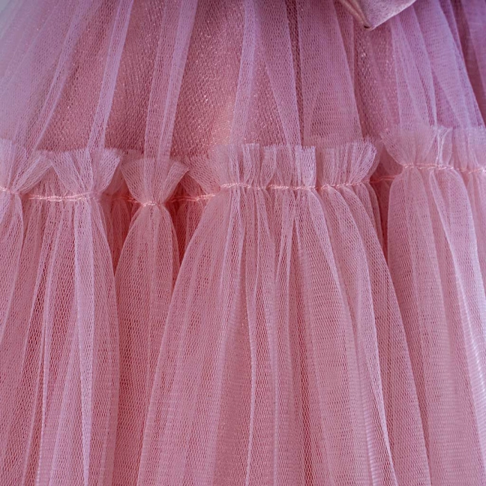 Παιδικό φόρεμα για κορίτσια Claudia ροζ βαπτιστικά ακριβά αμπιγέ φορέματα για γάμους βαφτίσεις παρανυφάκια (3)