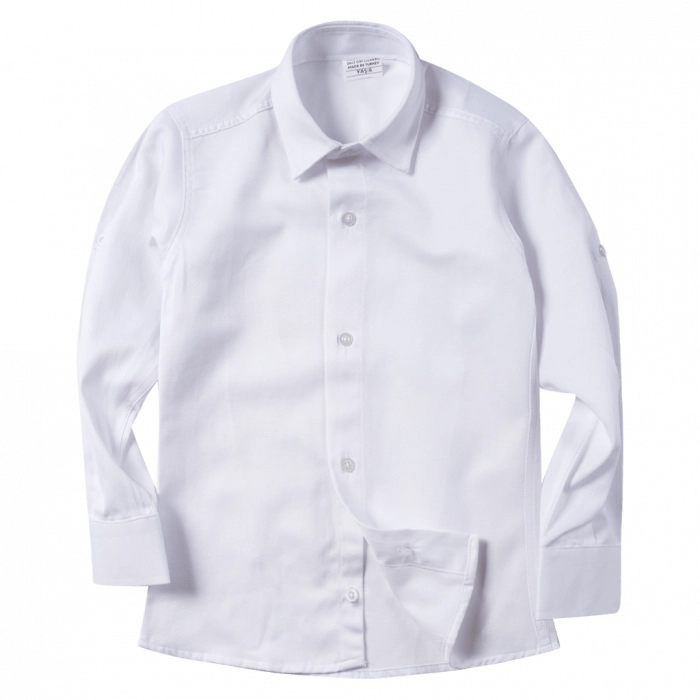 Παιδικό πουκάμισο για αγόρια Rhombus λευκό αγορίστικα  μονόχρωμα για παρέλαση online (1)