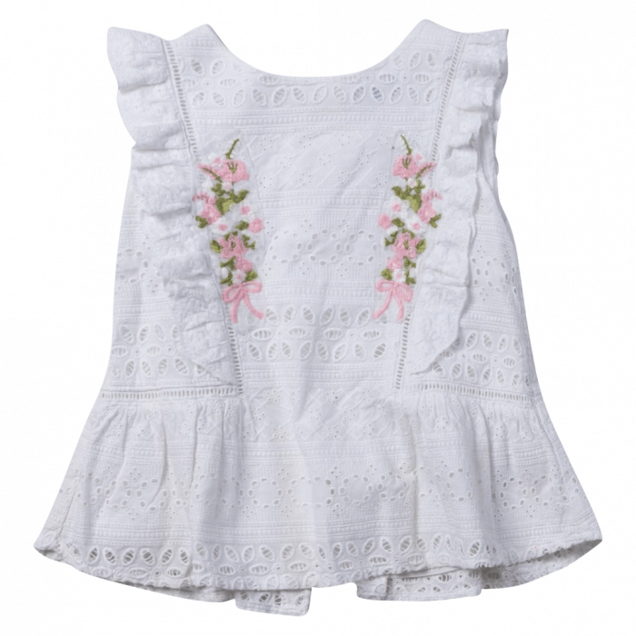 Παιδική μπλούζα για κορίτσια kisses άσπρο αμάνικες μπλούζες κοριτσίσιτκες αμπιγέ καλοκαιρινές