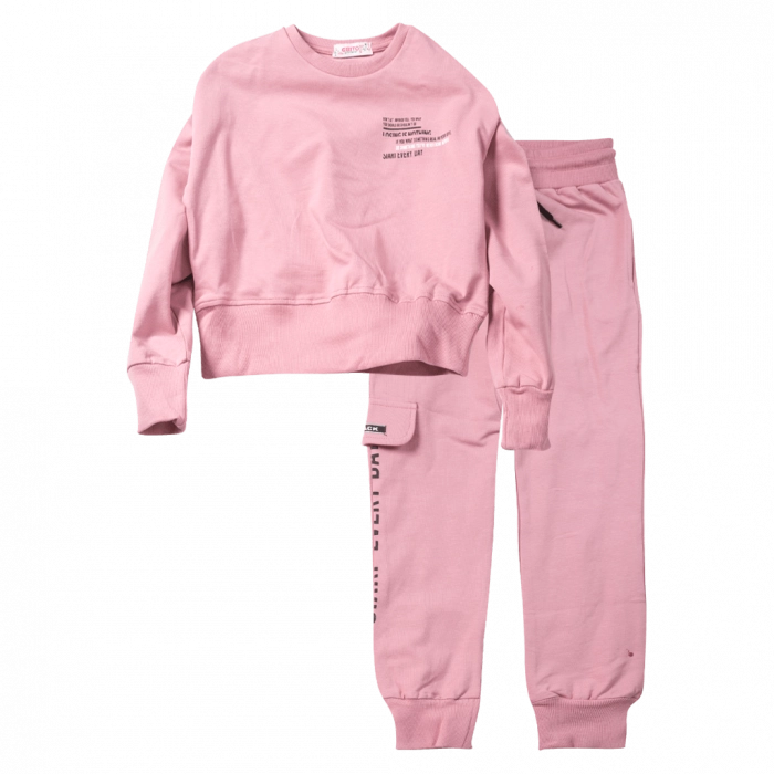 Παιδικό σετ φόρμας Εβίτα για κορίτσια Something ροζ μακρυμάνικες