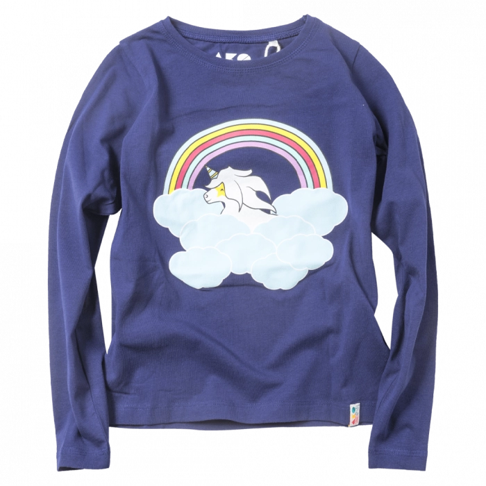 Παιδική μπλούζα AKO για κορίτσια Unicorn clouds μπλε εποχιακές μπλούζες κοριτσίστικες μοντέρνες μακρυμάνικες ετών