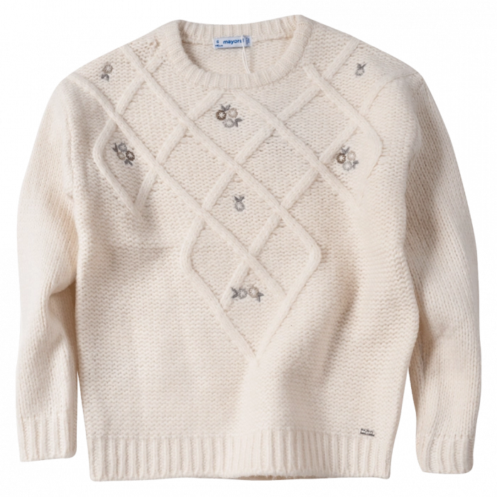 Παιδική μπλούζα Mayoral για κορίτσια Samor μπεζ πλεκτή  μπλούζες πουλόβερ ζεστές κοριτσίστικες μακρυμάνικες επώνυμες (1)