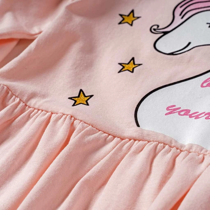Παιδικό φόρεμα για κορίτσια Happy Unicorn σομόν καθημερινό εποχιακό βόλτα ετών online1 (6)