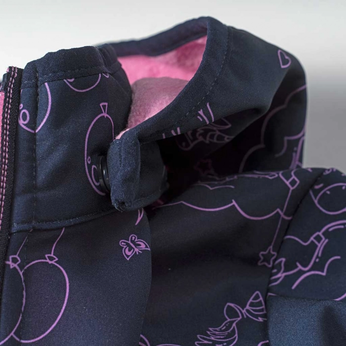Παιδικό μπουφάν Name it για κορίτσια Happy Unicorn μπλε καθημερινό ζεστό  αντιανεμικό fleece ετών online (4)