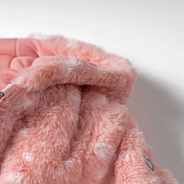 Bρεφικό μπουφάν ΕΒΙΤΑ για κορίτσια Sweet Pink ροζ γουνάκι ζεστό χειμωνιάτικο κοριτσίστικο ετών online (2)