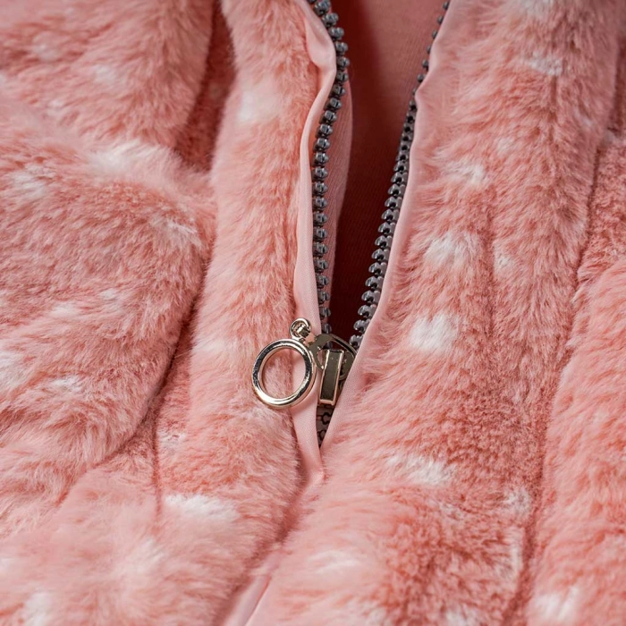 Bρεφικό μπουφάν ΕΒΙΤΑ για κορίτσια Sweet Pink ροζ γουνάκι ζεστό χειμωνιάτικο κοριτσίστικο ετών online (3)