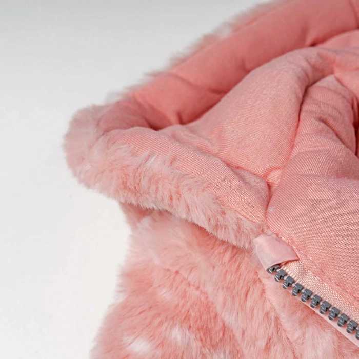 Bρεφικό μπουφάν ΕΒΙΤΑ για κορίτσια Sweet Pink ροζ γουνάκι ζεστό χειμωνιάτικο κοριτσίστικο ετών online (4)
