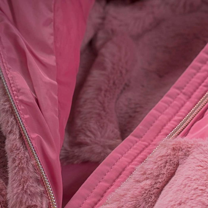 Παιδικό μπουφάν Original Marines για κορίτσια Fluff ροζ χειμωνιάτικα μακρυμάνικα ετών επώνυμα γούνα online (4)