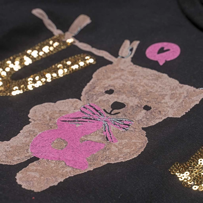 Παιδικό σετ ΕΒΙΤΑ για κορίτσια Bear μαύρο  μοντέρνο άνετο κάζουαλ βόλτα πάρτι ετών online (2)