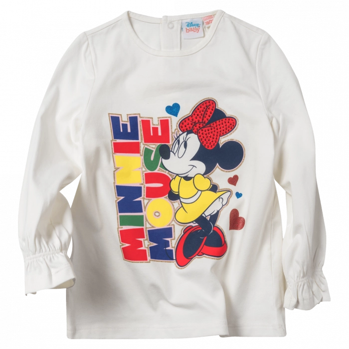Βρεφική μπλούζα Disney για κορίτσια Mouse άσπρο χειμωνιάτικες επώνυμες διάσημες μηνών online