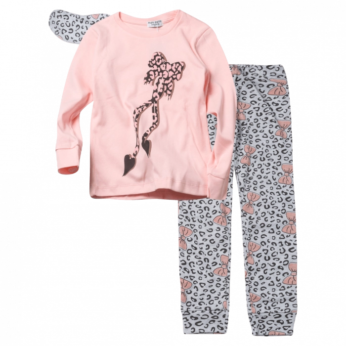 Παιδική πιτζάμα ΕΒΙΤΑ για κορίτσια Bow ροζ χειμωνιάτικες ζεστές καθημερινές ετών online