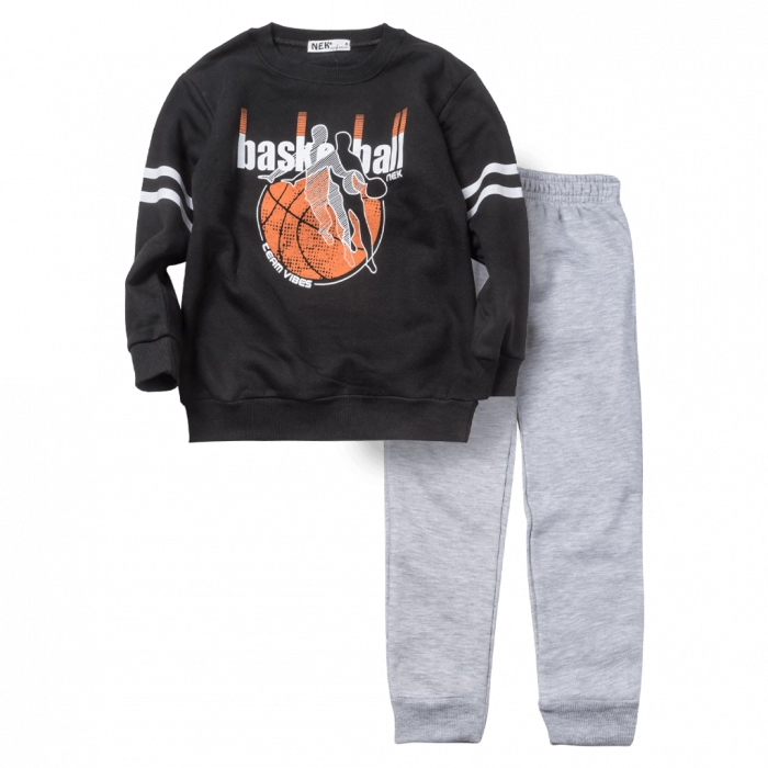 Παιδικό σετ φόρμας ΝΕΚ για αγόρια Basketball μαύρο άνετο καθημερινό ζεστό ετών online (1)