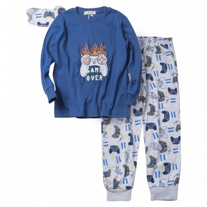 Παιδική πιτζάμα Hashtag για αγόρια Joystick μπλε άνετη καθημερινή ζεστή χειμερινή ετών online (1)