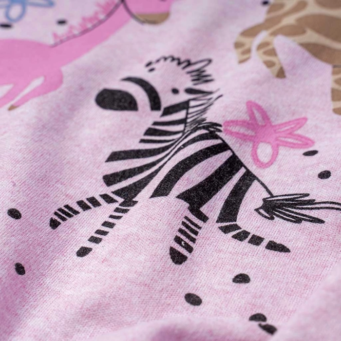 Παιδική πιτζάμα ΕΒΙΤΑ για κορίτσια Happy Jungle ροζ καθημερινή ζεστή άνετη χειμερινή ετών online (2)