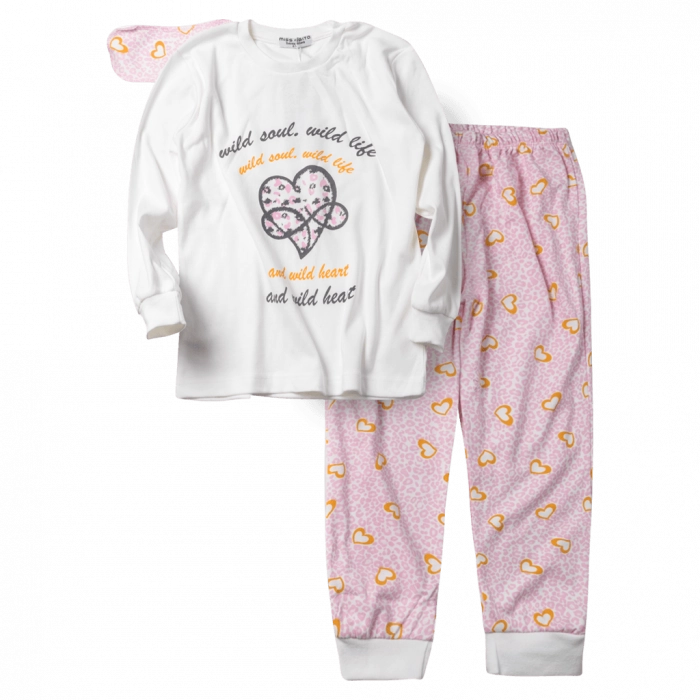 Παιδική πιτζάμα ΕΒΙΤΑ για κορίτσια Wild Soul άσπρο άνετη καθημερινή ζεστή μάσκα ύπνου χειμερινή ετών online (1)