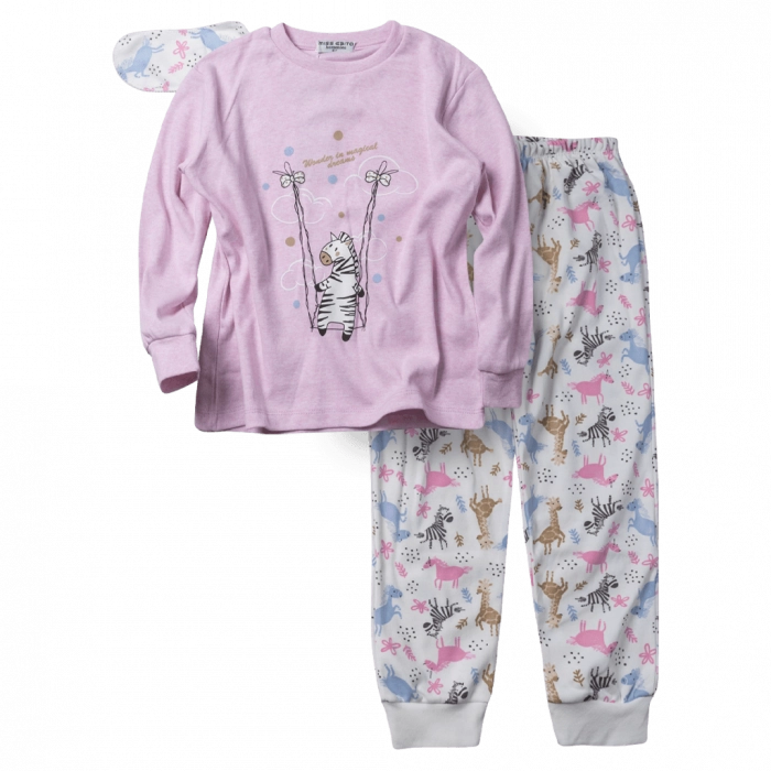 Παιδική πιτζάμα ΕΒΙΤΑ για κορίτσια Wonder in ροζ καθημερινή άνετη ζεστή μασκα ύπνου χειμερινή ετών online (1)