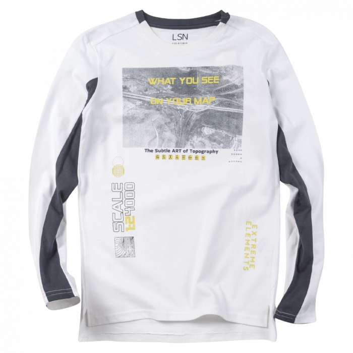 Παιδική μπλούζα Losan για αγόρια Map άσπρο καθημερινή εποχιακή άνετη επώνυμη ετών online (1)