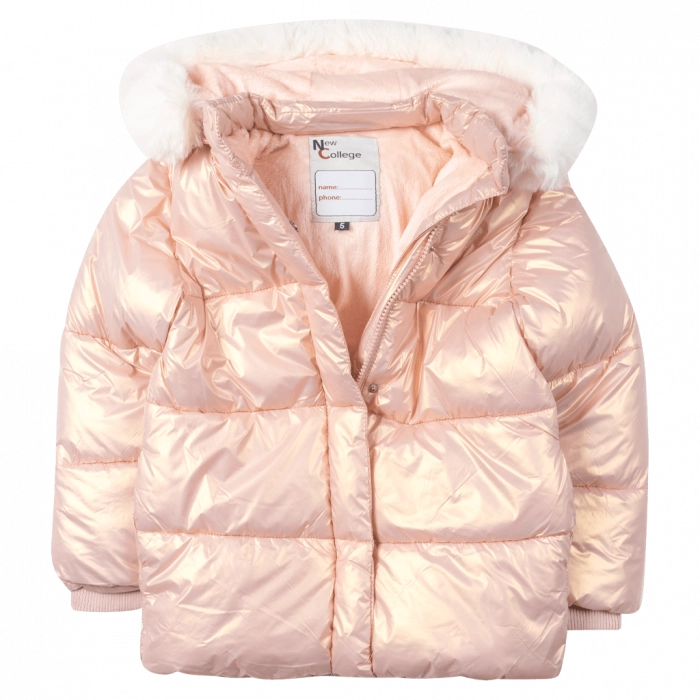 Παιδικό μπουφάν New College για κορίτσια Salmon Glam σομόν άνετο κάζουαλ ζεστό βόλτα καθημερινό χειμερινό ετών online (1)