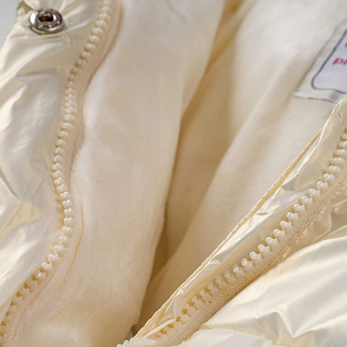 Παιδικό μπουφάν New College για κορίτσια White Glam άσπρο άνετο κάζουαλ ζεστό χειμερινό μεταλλιζέ ετών online (4)