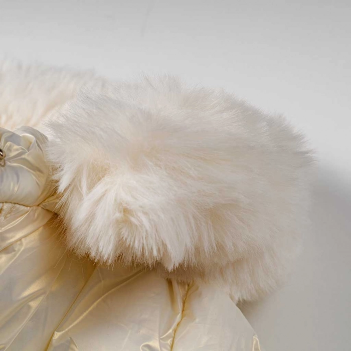 Παιδικό μπουφάν New College για κορίτσια White Glam άσπρο άνετο κάζουαλ ζεστό χειμερινό μεταλλιζέ ετών online (5)