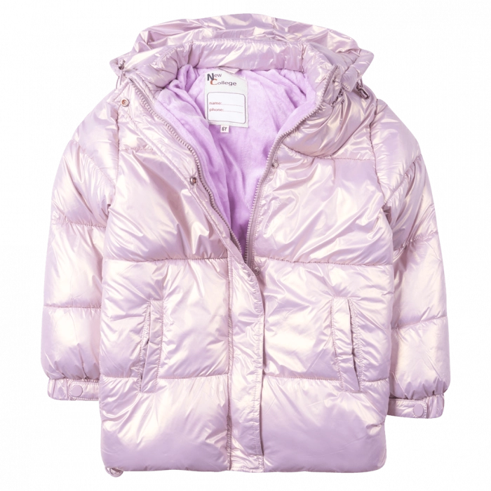 Παιδικό μπουφάν New College για κορίτσια Lilac Glam λιλά άνετο ζεστό για βόλτα χειμερινό μεταλλιζέ ετών online (1)
