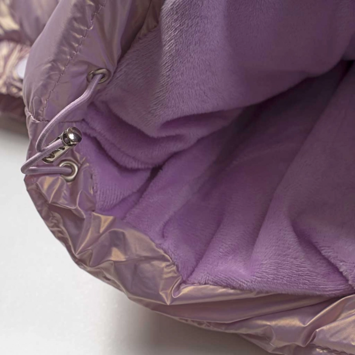 Παιδικό μπουφάν New College για κορίτσια Lilac Glam λιλά άνετο ζεστό για βόλτα χειμερινό μεταλλιζέ ετών online (3)