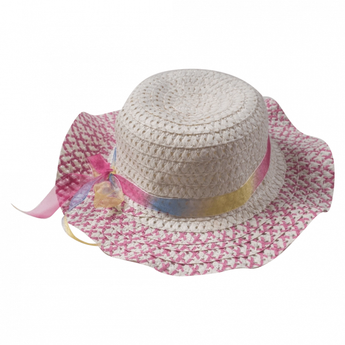 Παιδικό καπέλο για κορίτσια Rainbow stripe άσπρο καθημερινό επίσημο εκδηλώσεις γάμος βάφτιση ετών online (1)