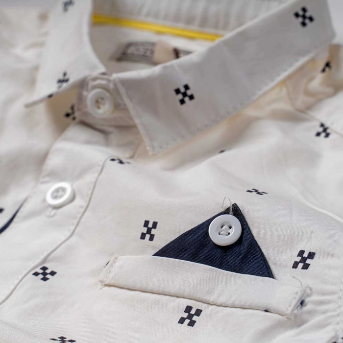 Βρεφικό σετ New College για αγόρια Button άσπρο εποχιακά μηνών βρεφικά καλά ντυσίματα online (3)