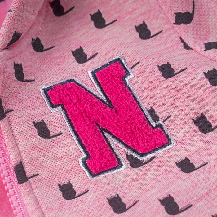 Παιδικό σετ New College για κορίτσια Kitties ροζ καθημερινό άνετο ζεστό ζακέτα παντελόνι βόλτα σχολείο ετων online (3)