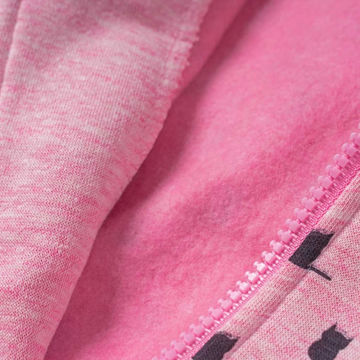 Παιδικό σετ New College για κορίτσια Kitties ροζ καθημερινό άνετο ζεστό ζακέτα παντελόνι βόλτα σχολείο ετων online (4)
