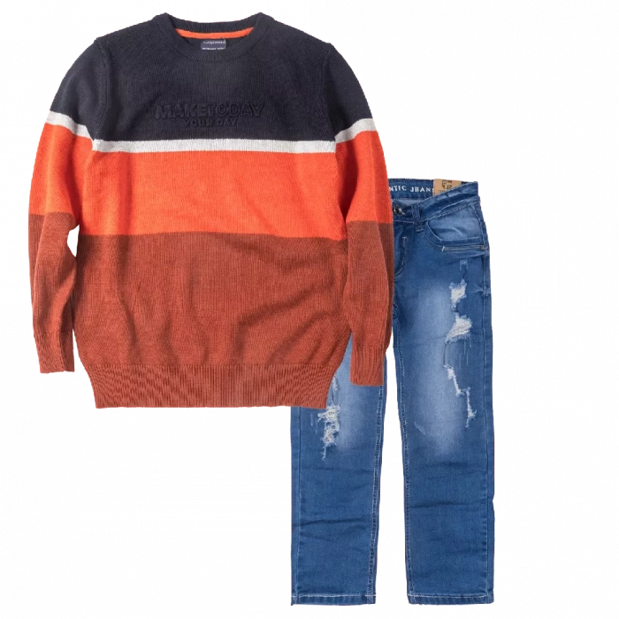 Παιδική μπλούζα Mayoral για αγόρια Maketoday κεταμιδί πλεκτές μπλούζες πουλόβερ αγορίστικες ζεστές ετών | Παιδικό παντελόνι Online για αγόρια Authentic μπλε καθημερινό άνετο βόλτα  σκισμένο τζιν ετών online (1) 
