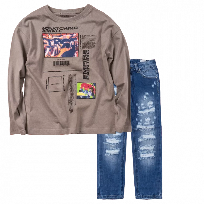 Παιδική μπλούζα Losan για αγόρια Expand γκρι καθημερινή άνετη εποχιακή επώνυμη ετών online (1) | Παιδικό παντελόνι Online για αγόρια Vogue μπλε καθημερινό άνετο κάζουαλ σκισμένο βόλτα ετών online (1) 