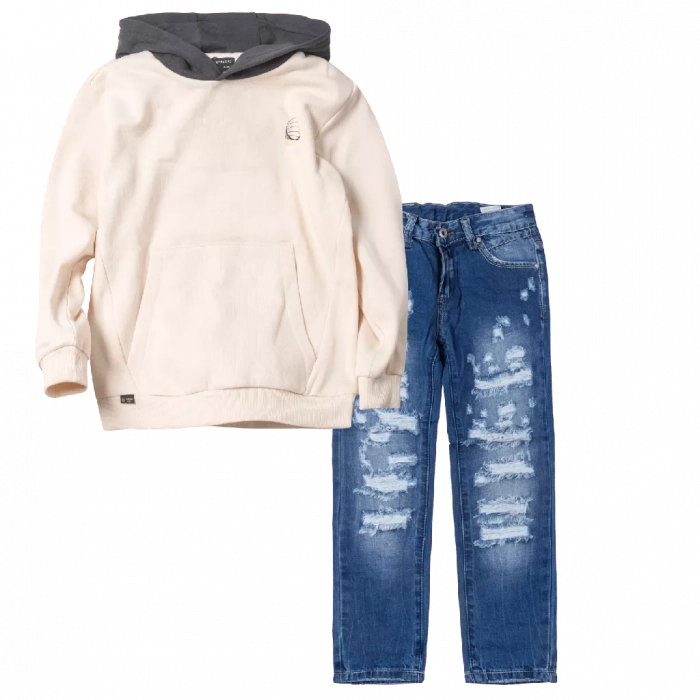 Παιδική μπλούζα Nukutavake για αγόρια Potential μπεζ καθημερινή άνετη ζεστή επώνυμη ετών online (1) | Παιδικό παντελόνι Online για αγόρια Vogue μπλε καθημερινό άνετο κάζουαλ σκισμένο βόλτα ετών online (1) 