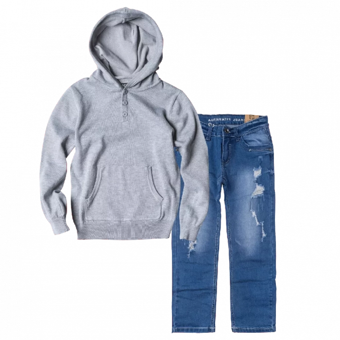 Παιδική μπλούζα για αγόρια Urchin Γκρι αγορίστικες μοντέρνες μπλούζες με κουκούλα | Παιδικό παντελόνι Online για αγόρια Authentic μπλε καθημερινό άνετο βόλτα  σκισμένο τζιν ετών online (1) 