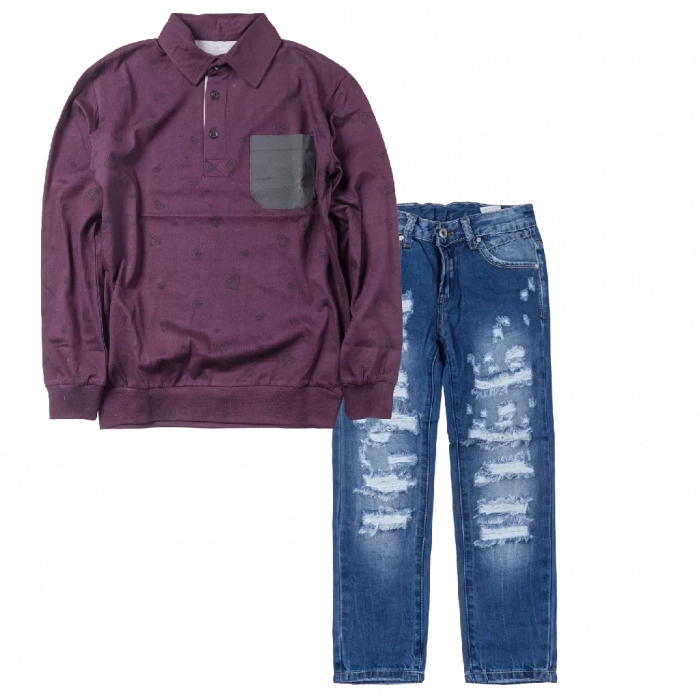  | Παιδικό παντελόνι Online για αγόρια Vogue μπλε καθημερινό άνετο κάζουαλ σκισμένο βόλτα ετών online (1) 