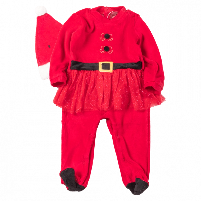 Βρεφικό χριστουγεννιάτικο σετ φορμάκι  Reindeer Girly Santa κόκκινο μοντέρνο για τις γιορτές κοριτσίστικο μηνών online (1)