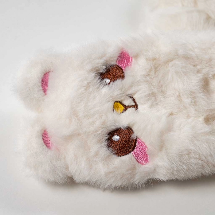Παιδικά γάντια για κορίτσια Fluff άσπρο χειμερινά χνουδωτά ζεστά online (1)