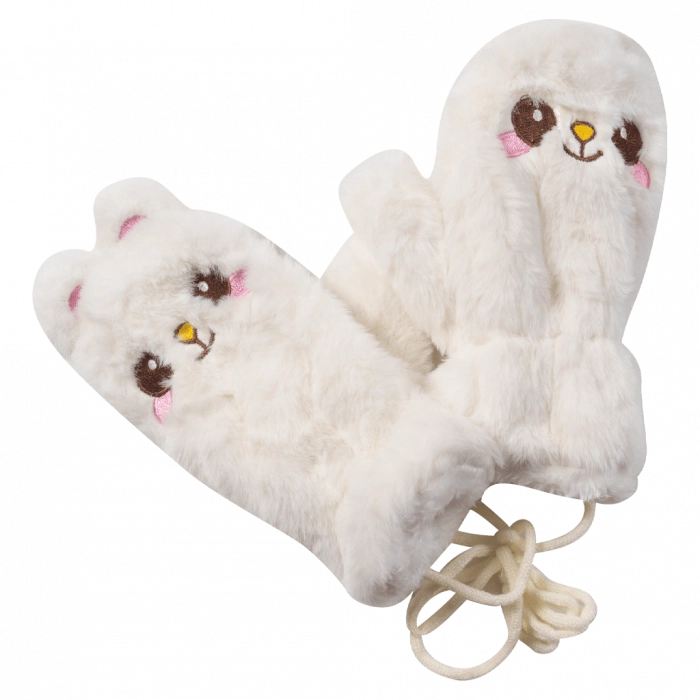 Παιδικά γάντια για κορίτσια Fluff άσπρο χειμερινά χνουδωτά ζεστά online
