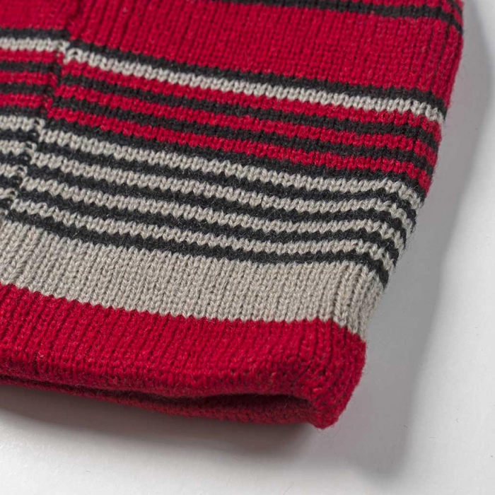 Παιδικός σκούφος για αγόρια Cool Stripes κόκκινο ζέστό χειμώνας ετών online (2)