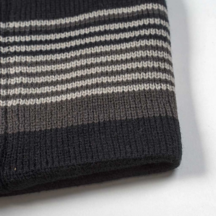 Παιδικός σκούφος για αγόρια Cool Stripes μαύρο άνετο ζεστό πλεκτό χειμόνας ετών online (2)