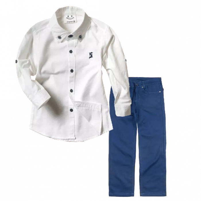 Παιδικό πουκάμισο για αγόρια Sandy Kids άσπρο αγορίστικα κοντομάνικο μακρυμάνικο μοντέρνα παιδικά ρούχα online χρονών online | Παιδικό παντελόνι για αγόρια Genova 2 μπλε γαλάζιο καθημερινά ελαστικά αγορίστικά online (3) 