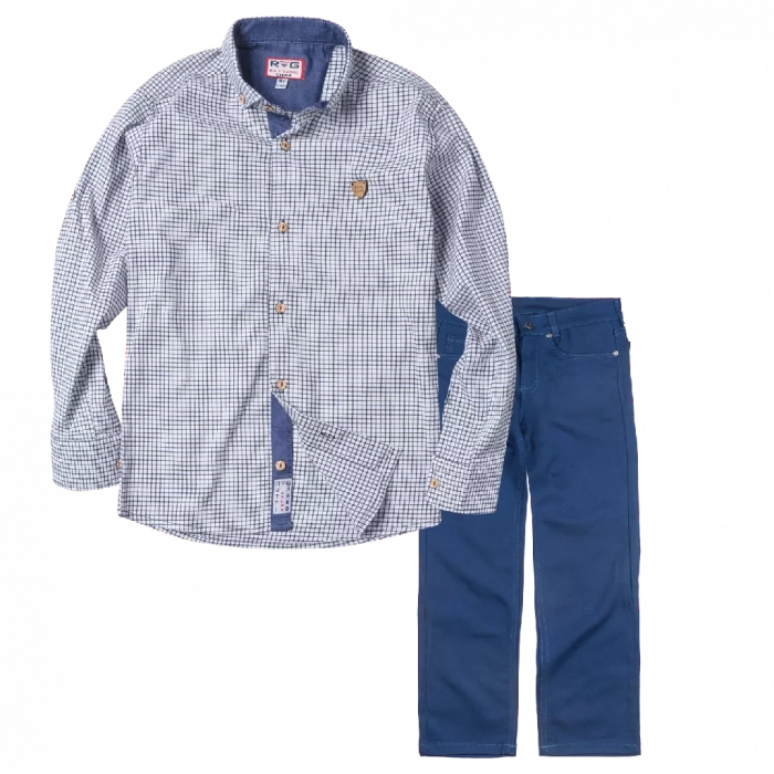 Παιδικό πουκάμισο για αγόρια Barrow άσπρο καλό επίσημο εκδηλώσεις online | Παιδικό παντελόνι για αγόρια Genova 2 μπλε γαλάζιο καθημερινά ελαστικά αγορίστικά online (3) 