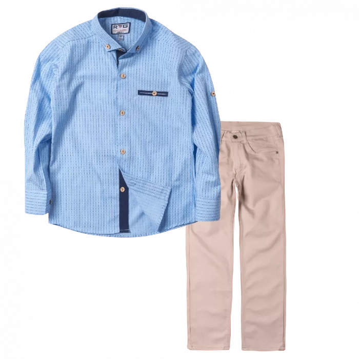Παιδικό πουκάμισο για αγόρια Winchester γαλάζιο καλό επίσημο εκδηλώσεις online | Παιδικό παντελόνι για αγόρια Genova 2 μπέζ καθημερινά αγορίστικα ελαστικά online (1) 