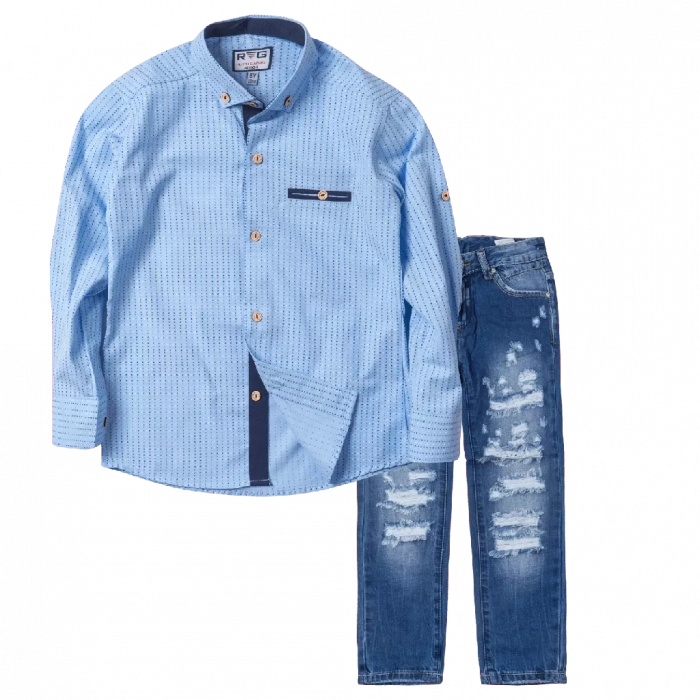 Παιδικό πουκάμισο για αγόρια Winchester γαλάζιο καλό επίσημο εκδηλώσεις online | Παιδικό παντελόνι Online για αγόρια Vogue μπλε καθημερινό άνετο κάζουαλ σκισμένο βόλτα ετών online (1) 