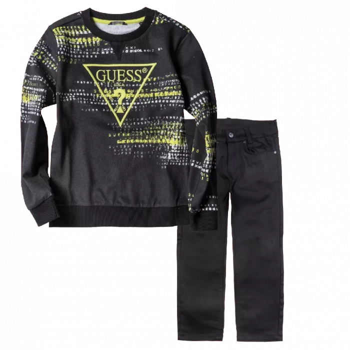 Παιδική μπλούζα GUESS για αγόρια Code Μαύρο καθημερινές επώνυμες μακρυμάνικες μπλούζες online 1 | Παιδικό παντελόνι για αγόρια Genova2 μαύρο  (1) 